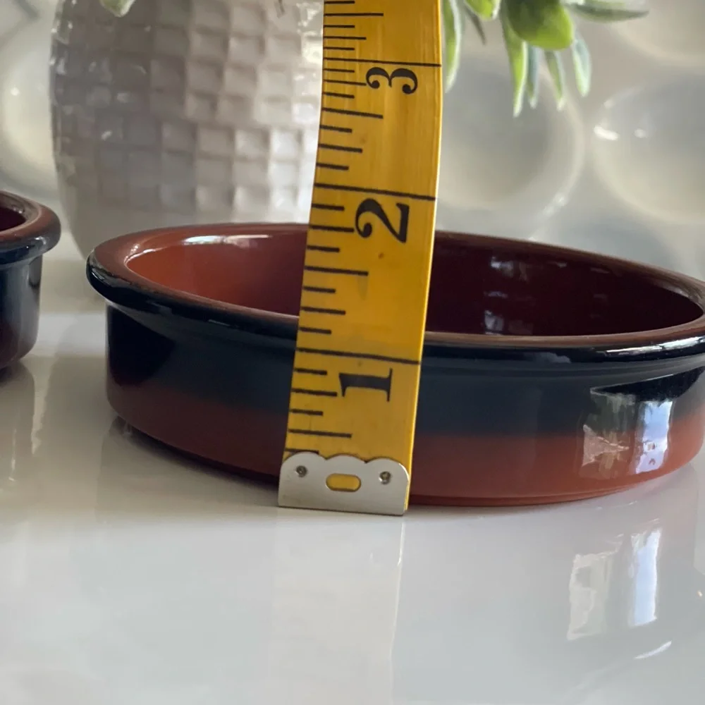 Set of Two Terra-cotta Ceramic Ramekin dishes
